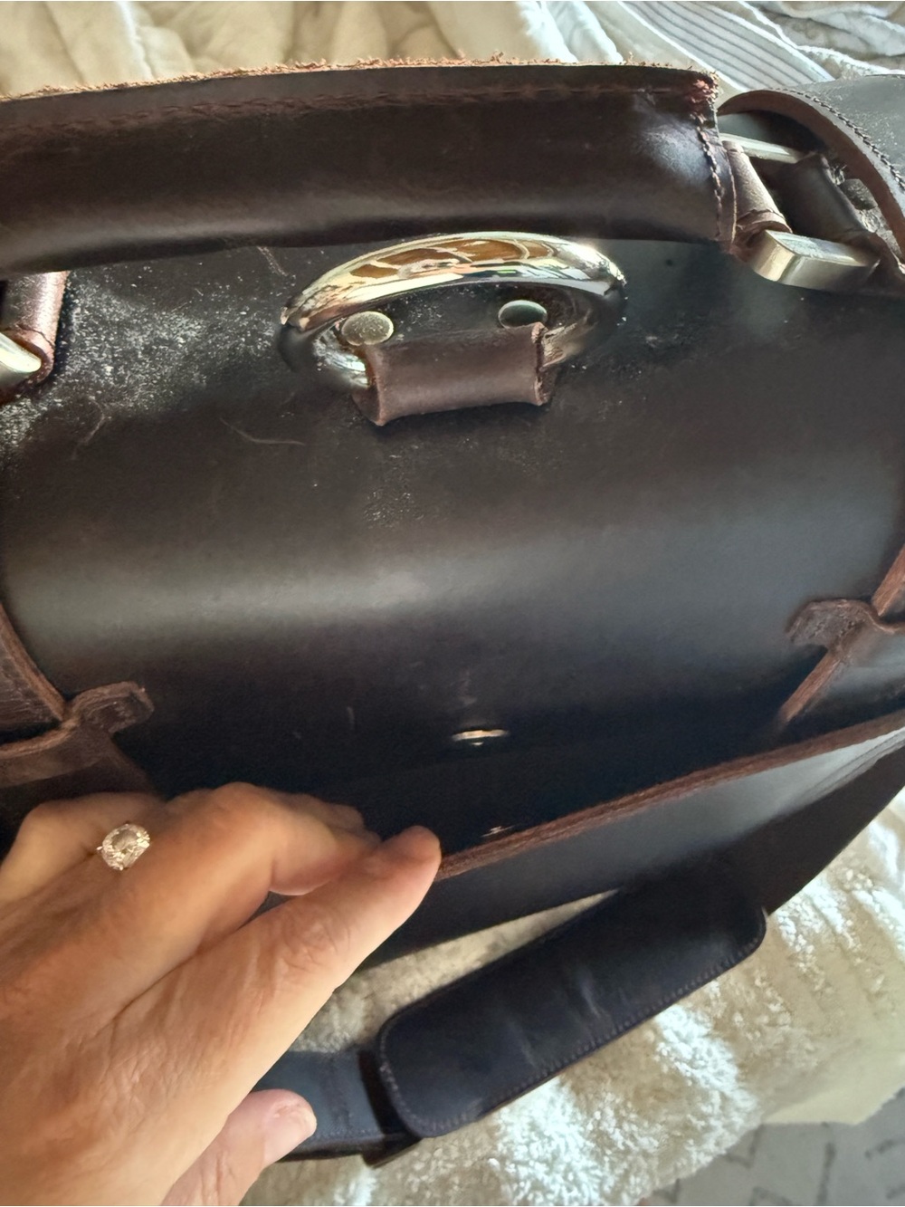 Brown Leather Backpack Satchel - Classic Vintage Style - Picture 6 of 6